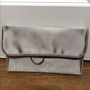 Elegant Silver Cream Color Hanging Travel Makeup Bag.